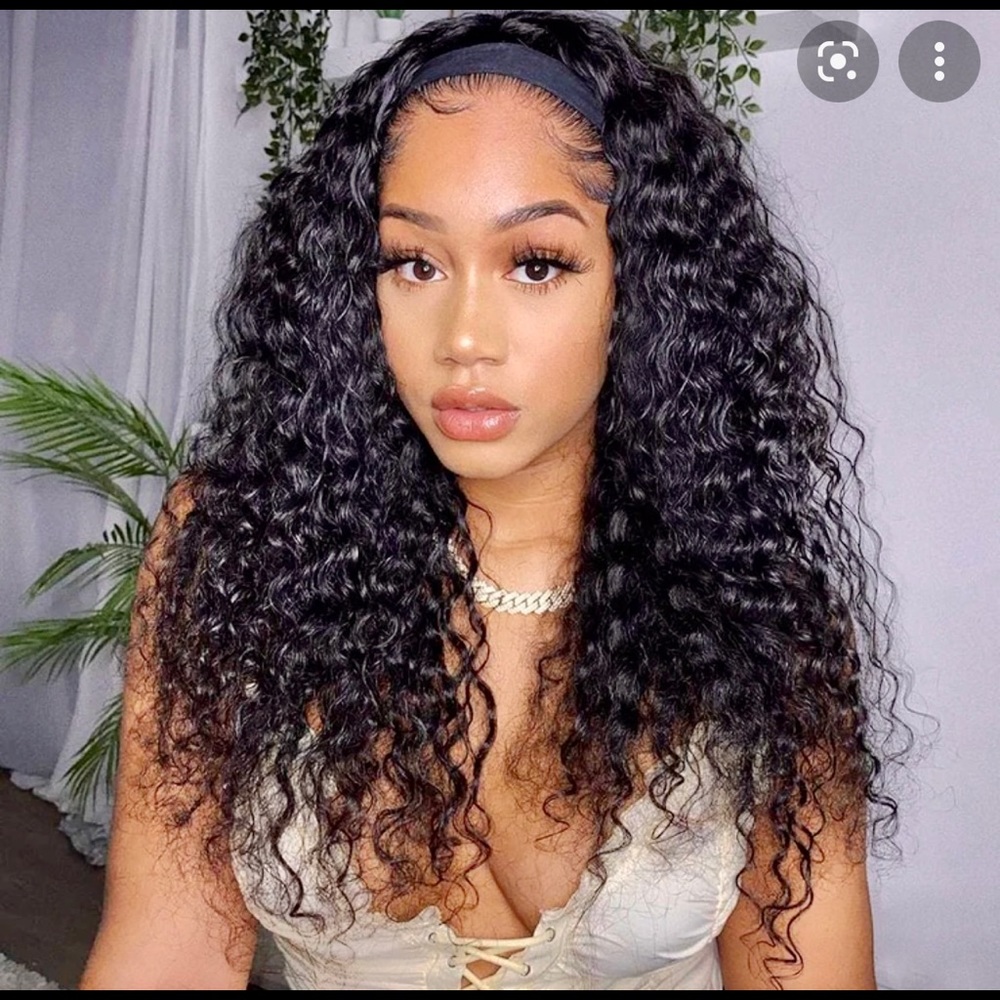 100%Human Hair Brazilian Water Wave Headband Wig
